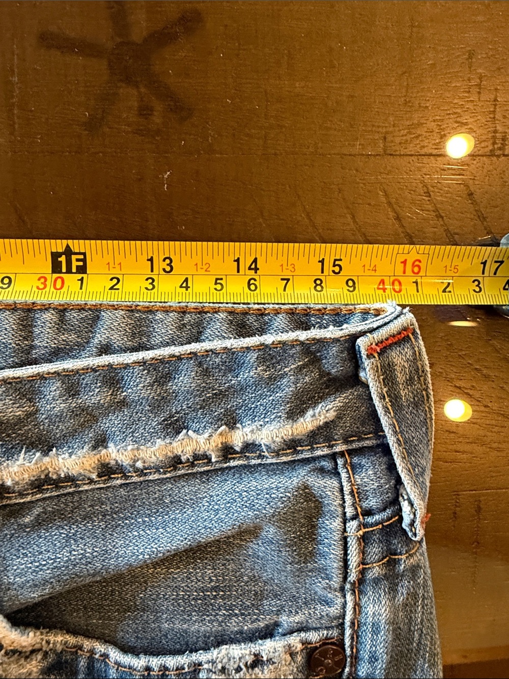 True Religion Y2K Light Blue Flared Jeans with Subtle Distress Size 29. Worn Hem - Picture 12 of 12